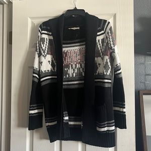 Pink republic extra small black patterned cardigan